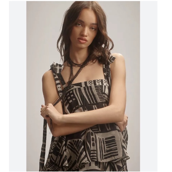 NIKITA MHAISALKAR SLEEVELESS SQUARE-NECK TIERED MIDI DRESS - Picture 3 of 12